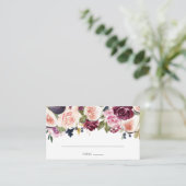 Moody Plum Floral und Fig Wedding Platzkarte (Stehend Vorderseite)