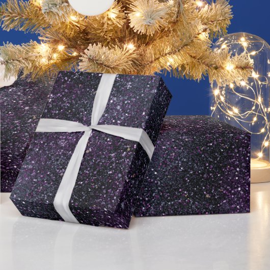 Moody Plum Reicher Schwarzer Glitter-Muster Geschenkpapier (Feiertage)
