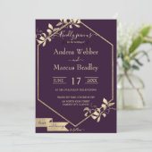 Moody Plum und Champagner Einladung (Stehend Vorderseite)