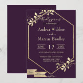 Moody Plum und Champagner Einladung (Vorne/Hinten)