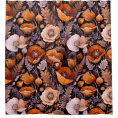 Moody poppies on black pattern duschvorhang (Vorderseite)