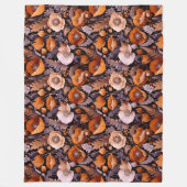 Moody poppies on black pattern fleecedecke (Vorderseite)