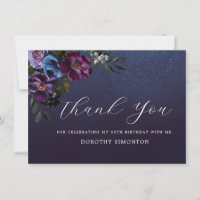 Moody Purple Flowers 60. Geburtstag Danke Karte