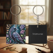 Moody Raven Dark Academia Floral Schlüsselanhänger