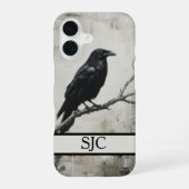 Moody Raven Dark Academia Monogram iPhone 16 Hülle (Rückseite)