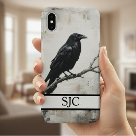 Moody Raven Dark Academia Monogramm iPhone 16 Hülle