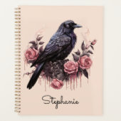 Moody Raven Rose Floral Dark Academic Planner Planer (Vorderseite)