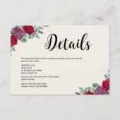 Moody Red and Plum Purple Floral Wedding Begleitkarte (Vorderseite)