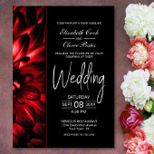 Moody Red Floral Wedding Einladung