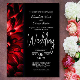 Moody Red Floral Wedding Einladung
