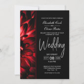 Moody Red Floral Wedding Einladung (Vorderseite)