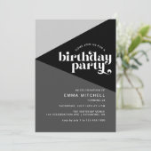 Moody Retro Cool Black & White Monochrome Geburtst Einladung (Stehend Vorderseite)