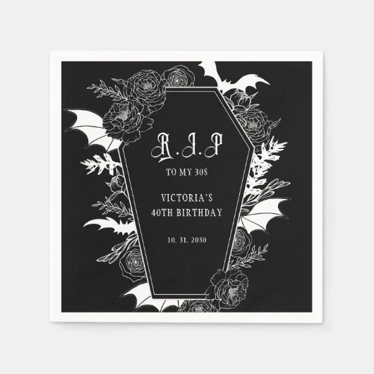 Moody RIP 30er Gothic 40. Geburtstag Serviette (Vorderseite)