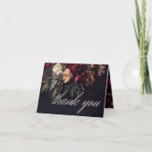 Moody Romantic Dark Floral Gothic Photo Wedding Dankeskarte (Vorderseite)
