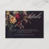 Moody Romantic Dark Floral Gothic Wedding Details Begleitkarte (Vorderseite)