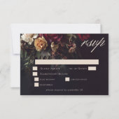 Moody Romantic Dark Floral Gothic Wedding RSVP Karte (Vorderseite)