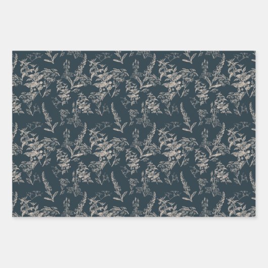 Moody & Romantic Dark Wildblume Geschenkpapier Set (Vorderseite 3)