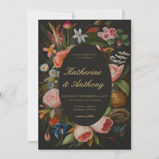 Moody Romantic Dreamy Pinks Dark Gothic Wedding Einladung (Vorderseite)