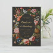 Moody Romantic Dreamy Pinks Dark Gothic Wedding Einladung (Stehend Vorderseite)