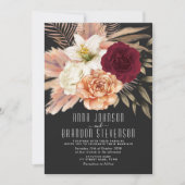 Moody Romantic Floral Wedding Einladung (Vorderseite)