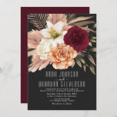 Moody Romantic Floral Wedding Einladung (Vorne/Hinten)