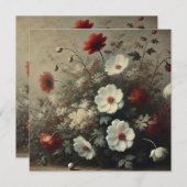 Moody Romantic Florals Geburtstag Einladung (Vorne/Hinten)