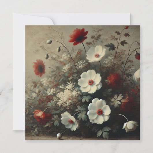 Moody Romantic Florals Geburtstag Einladung (Vorderseite)