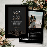 Moody Romantic Gothic All in One Wedding Einladung<br><div class="desc">Moody Romantic Gothic All in One Wedding Einladung . Anpassbarer roter Text. Eine ideale Wahl für eine nicht-traditionelle und einzigartige Hochzeit. Passen Sie dieses Design mit Ihren persönlichen Daten an.</div>