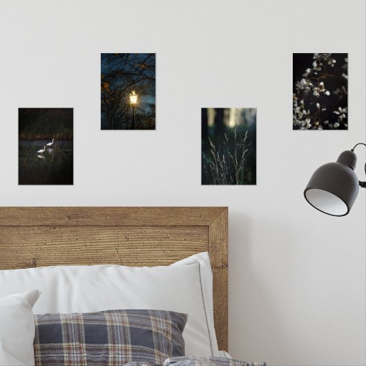 Moody Romantic Nature Wall Art Set of Four Posters (Schlafzimmer)
