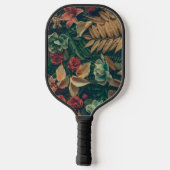 Moody Romantic Tropical Gold Floral Pickleball Schläger (Rückseite)