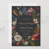 Moody-romantische Gotik-Dunkelblumen-Hochzeit Einladung (Vorderseite)