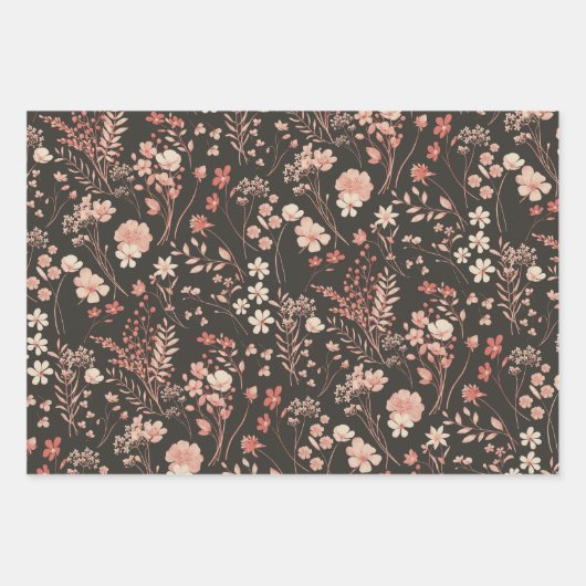 Moody & Romantische Wildblume Tonal Wasserfarbe Geschenkpapier Set (Vorderseite 3)