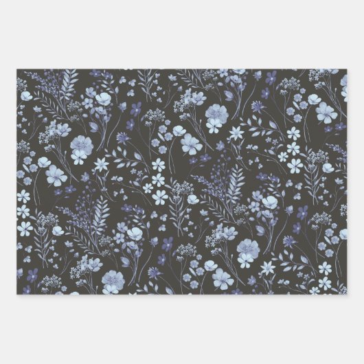 Moody & Romantische Wildblume Tonal Wasserfarbe Geschenkpapier Set (Vorderseite 2)