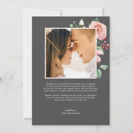 Moody-Rose | Romantische Frühlingsflorale Hochzeit Dankeskarte (Rückseite)