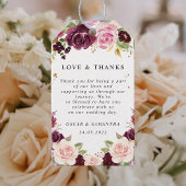 Moody & Rustic Burgund Wasserfarbe Blume & Leaf Geschenkanhänger