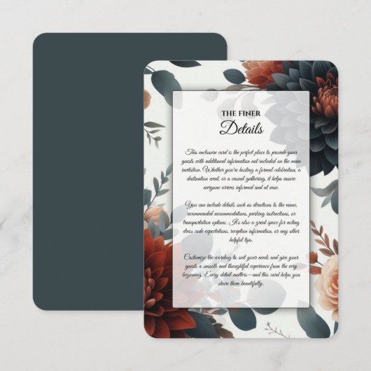 Moody Rustic Fall Florals Wedding Begleitkarte (Vorne/Hinten)