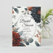 Moody Rustic Fall Florals Wedding Brautparty Einladung (Stehend Vorderseite)