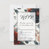 Moody Rustic Fall Florals Wedding RSVP Karte (Vorderseite)