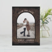 Moody Rustic Flat Save the Date Card Earthy (Stehend Vorderseite)