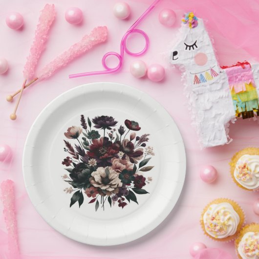 Moody Rustic Garden Florals Bohemisch Wedding Pappteller (Party)