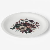 Moody Rustic Garden Florals Bohemisch Wedding Pappteller (Schrägansicht)