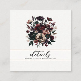 Moody Rustic Garden Florals Bohemisch Wedding Quadratische Visitenkarte
