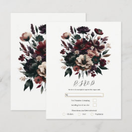 Moody Rustic Garden Florals Bohemisch Wedding RSVP Einladung