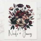 Moody Rustic Garden Florals Bohemisch Wedding Weinetikett (Einzelnes Label)