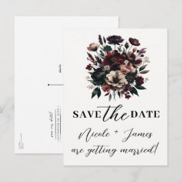 Moody Rustic Garden Florals Save the Date Bohemisc Ankündigungspostkarte