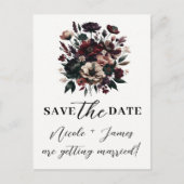 Moody Rustic Garden Florals Save the Date Bohemisc Ankündigungspostkarte (Vorderseite)