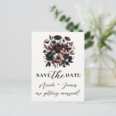Moody Rustic Garden Florals Save the Date Bohemisc Ankündigungspostkarte (Stehend Vorderseite)