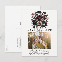 Moody Rustic Garden Florals Save the Date Bohemisc Ankündigungspostkarte