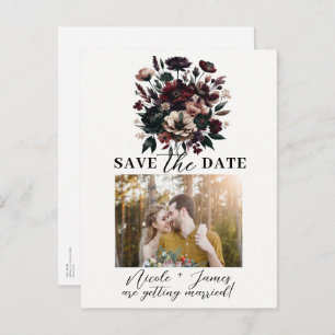 Moody Rustic Garden Florals Save the Date Bohemisc Ankündigungspostkarte