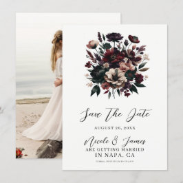 Moody Rustic Garden Florals Save the Date Bohemisc Einladung
